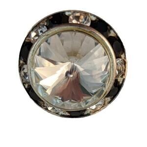 Vintage Rhinestone Buttons 5 Clear And Black Between 7/8" and 1" EVUC See Photos